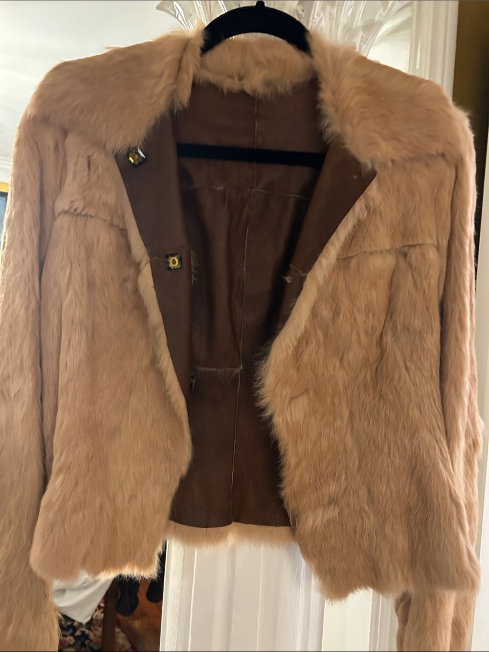 Classic Women's Rabbit Fur Jacket in Camel